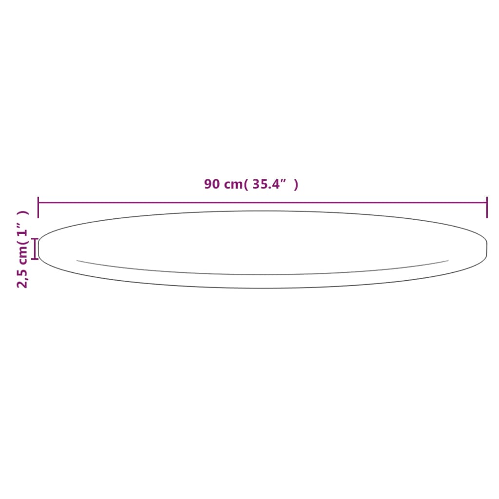 Bordplate hvit Ø90x2,5 cm heltre furu