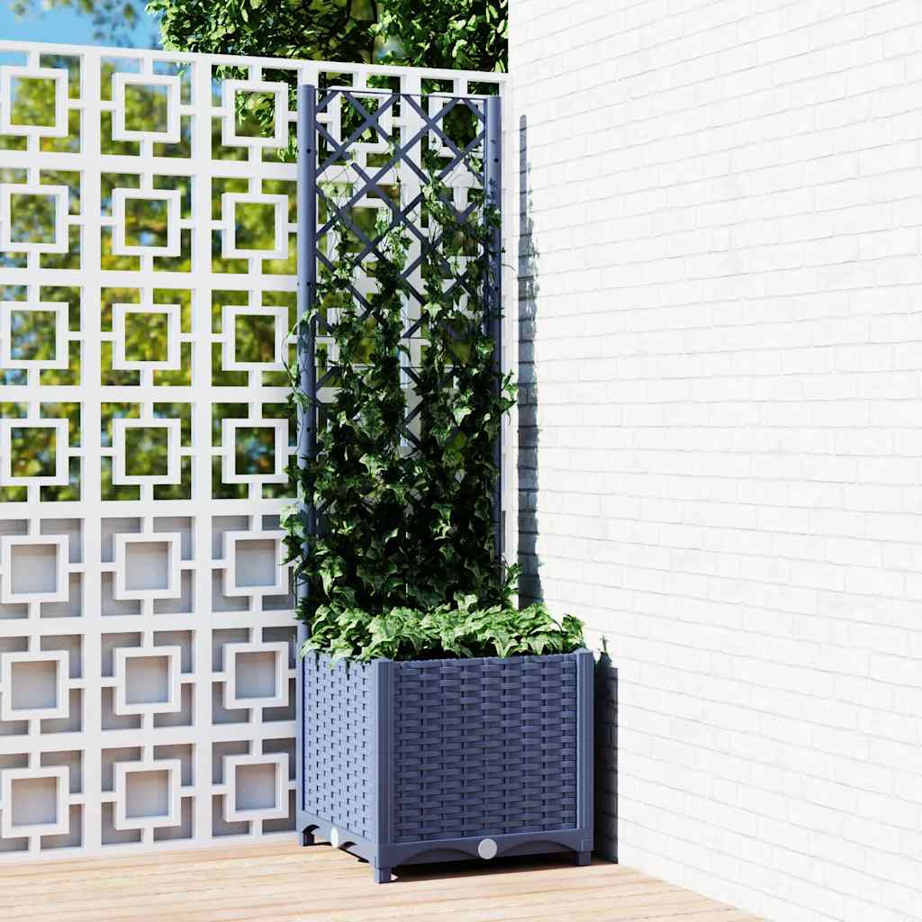 Hagepotte med espalier blågrå 40x40x136 cm PP