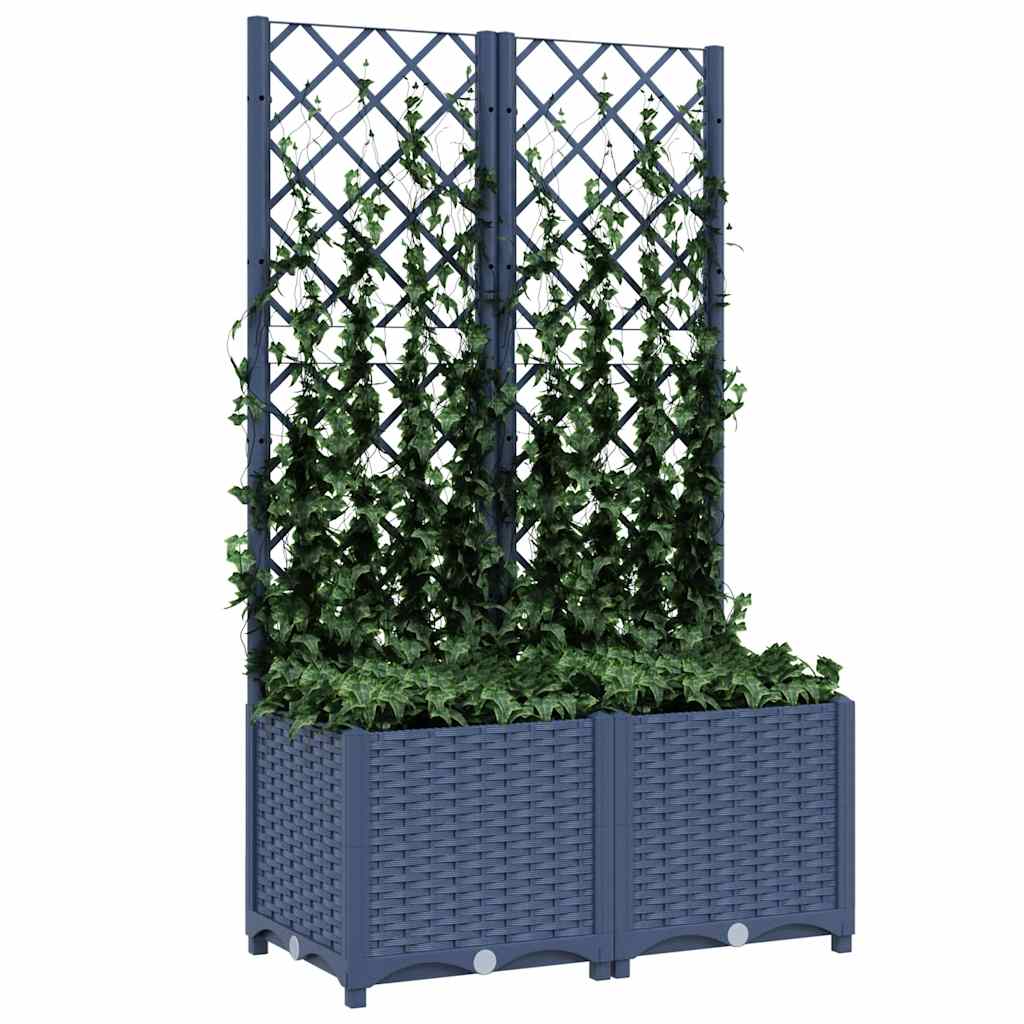Hagepotte med espalier blågrå 80x40x136 cm PP