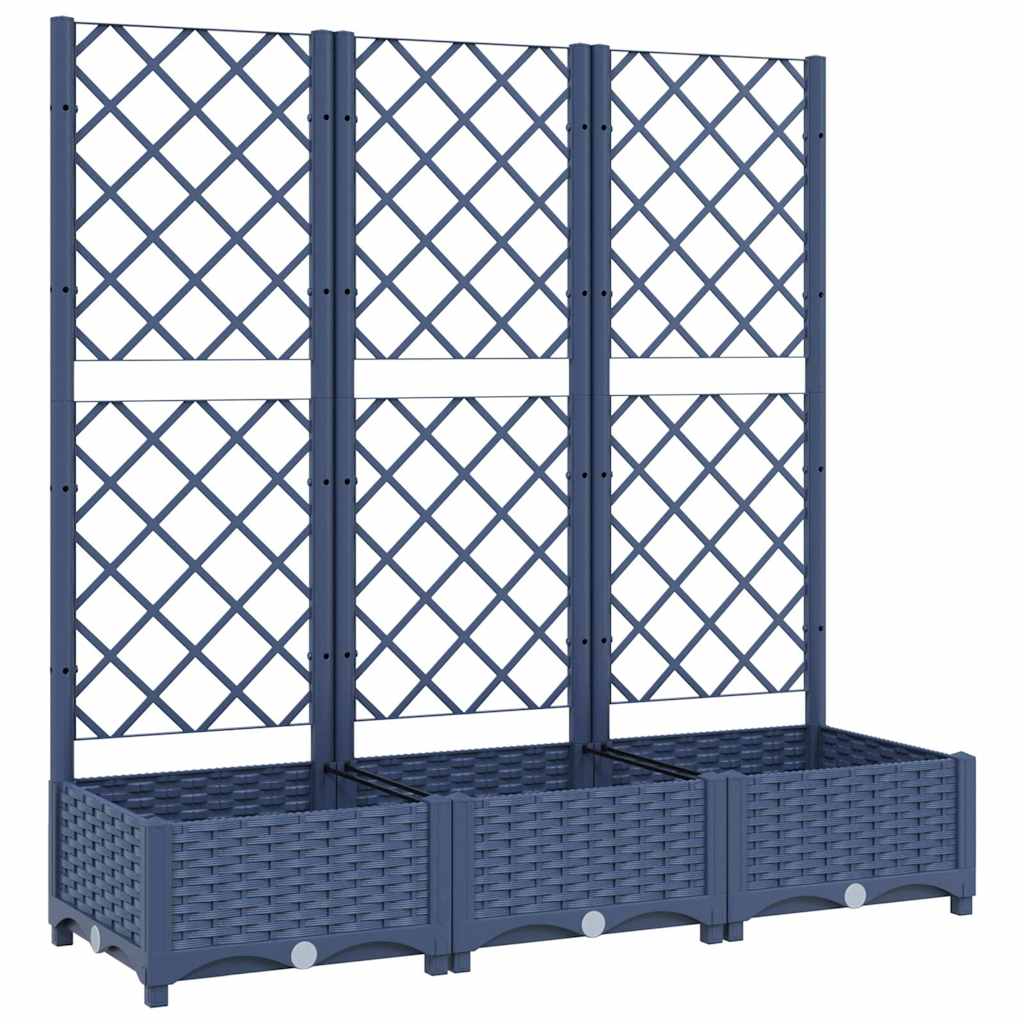 Plantekasse med espalier blågrå 120x40x121,5 cm PP