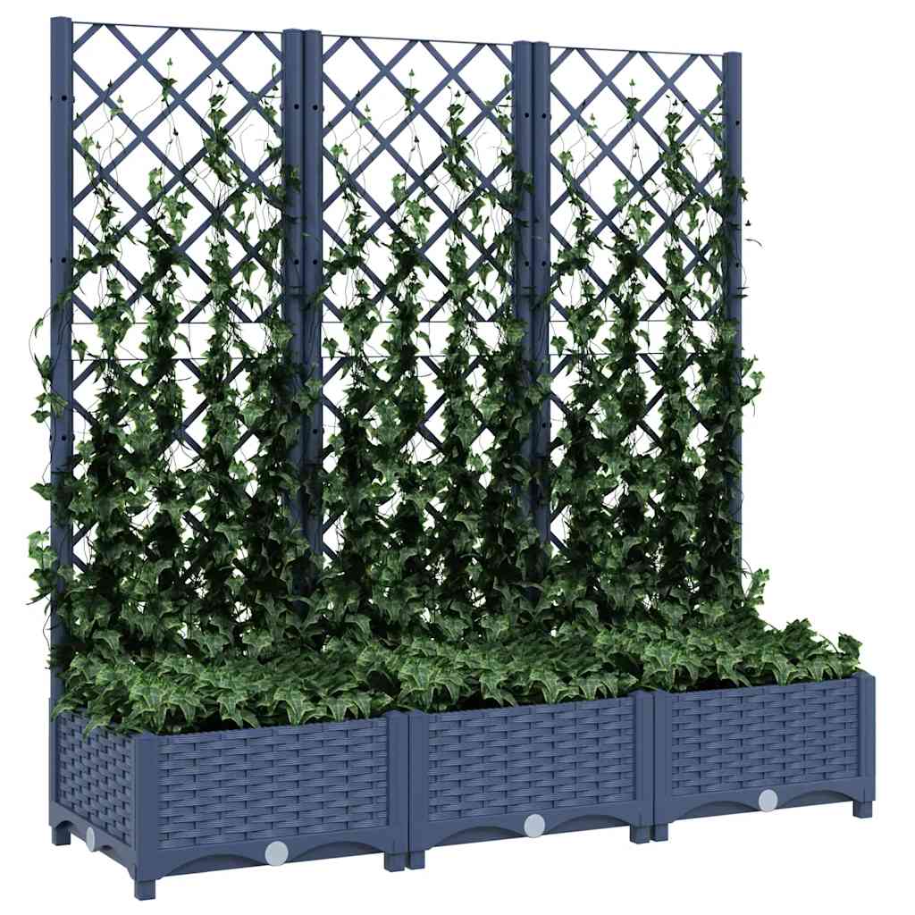 Plantekasse med espalier blågrå 120x40x121,5 cm PP