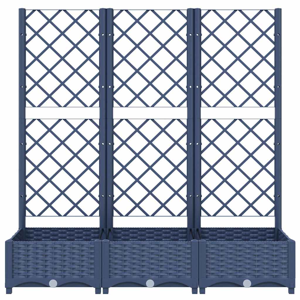 Plantekasse med espalier blågrå 120x40x121,5 cm PP