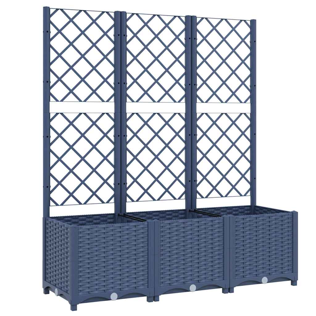 Plantekasse med espalier blågrå 120x40x136 cm PP