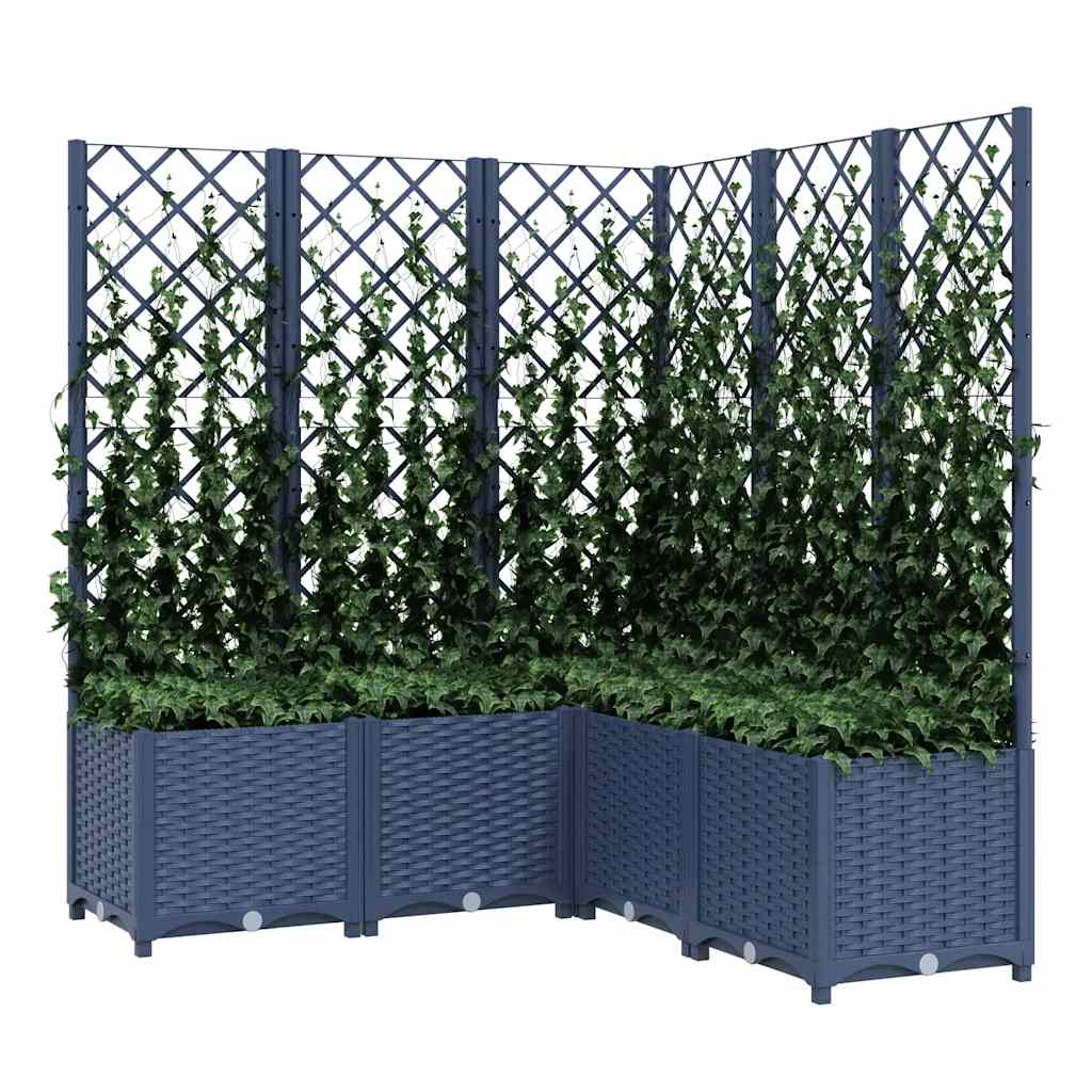 Plantekasse med espalier blågrå 120x120x136 cm PP