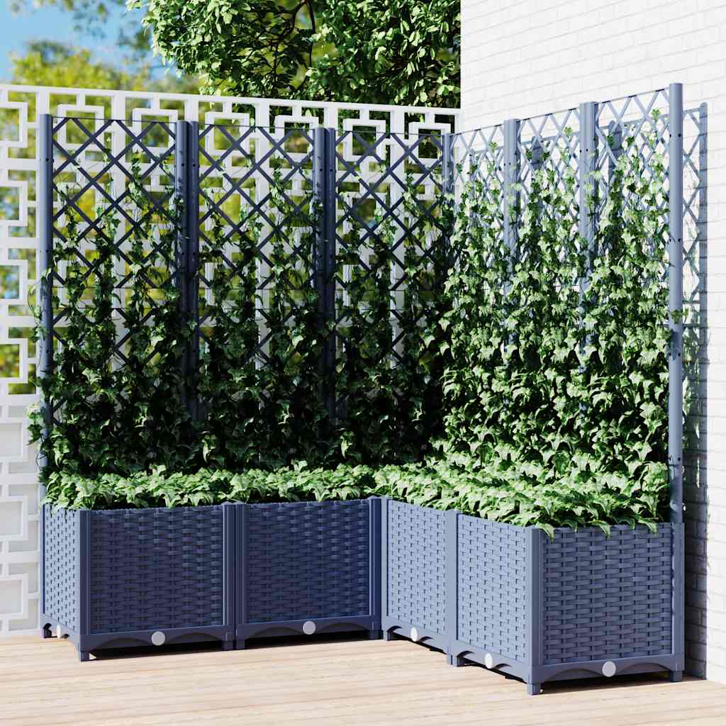 Plantekasse med espalier blågrå 120x120x136 cm PP