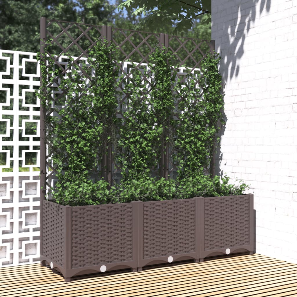 Hagepotte med espalier brun 120x40x136 cm PP