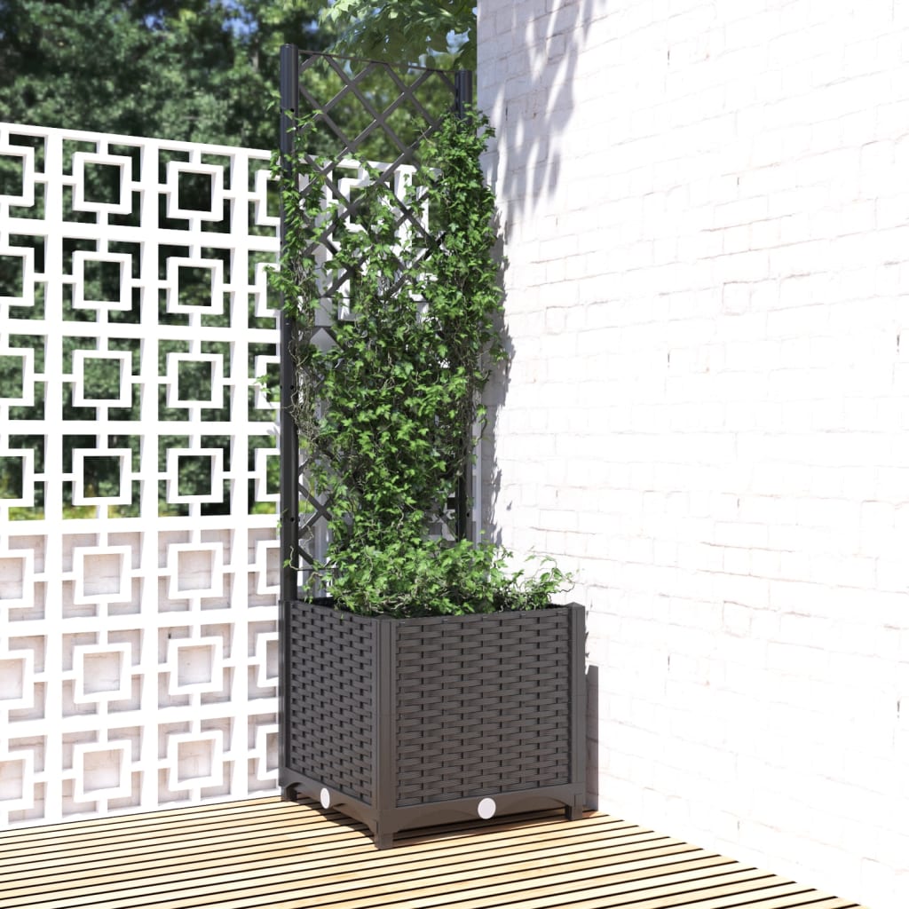 Hagepotte med espalier svart 40x40x136 cm PP