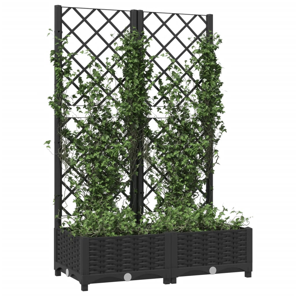 Hagepotte med espalier svart 80x40x121,5 cm PP