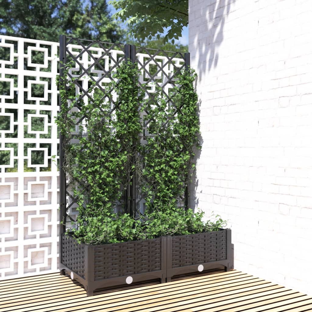Hagepotte med espalier svart 80x40x121,5 cm PP