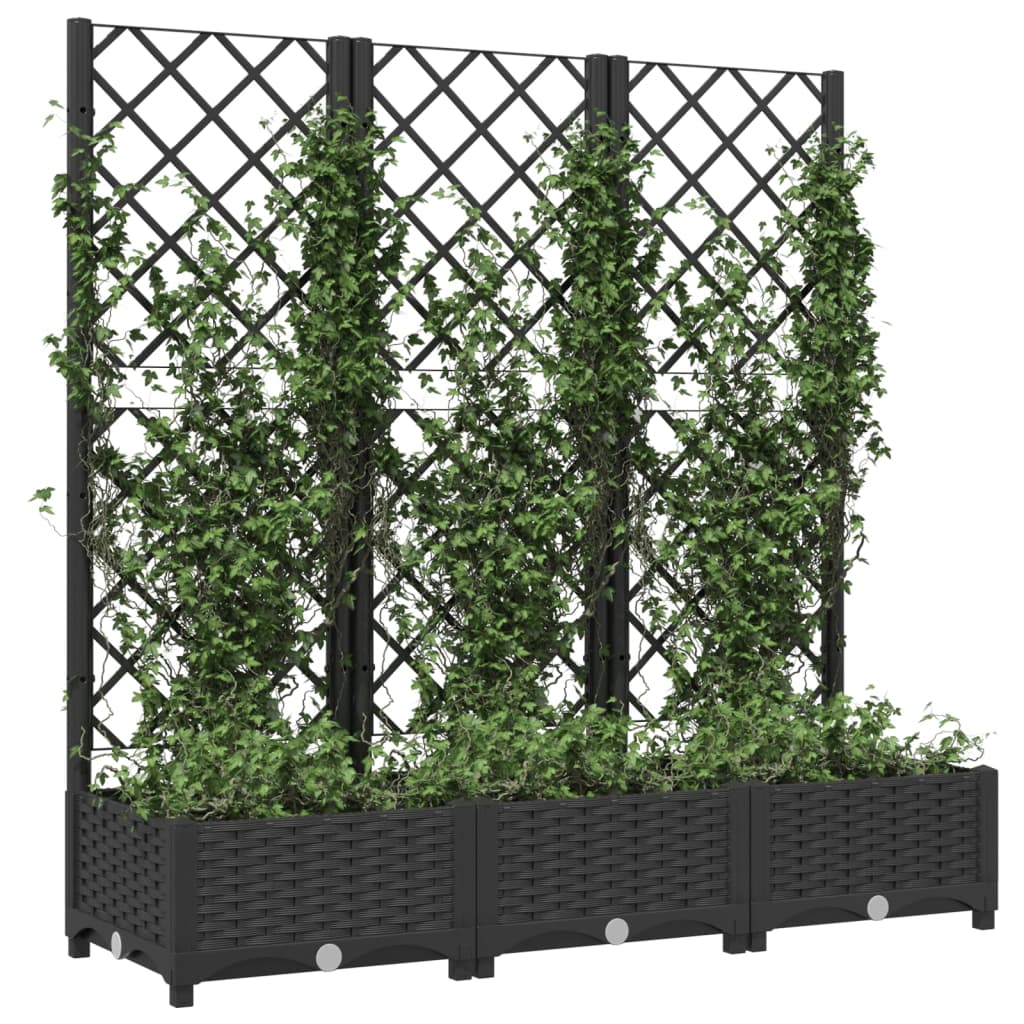 Hagepotte med espalier svart 120x40x121,5 cm PP