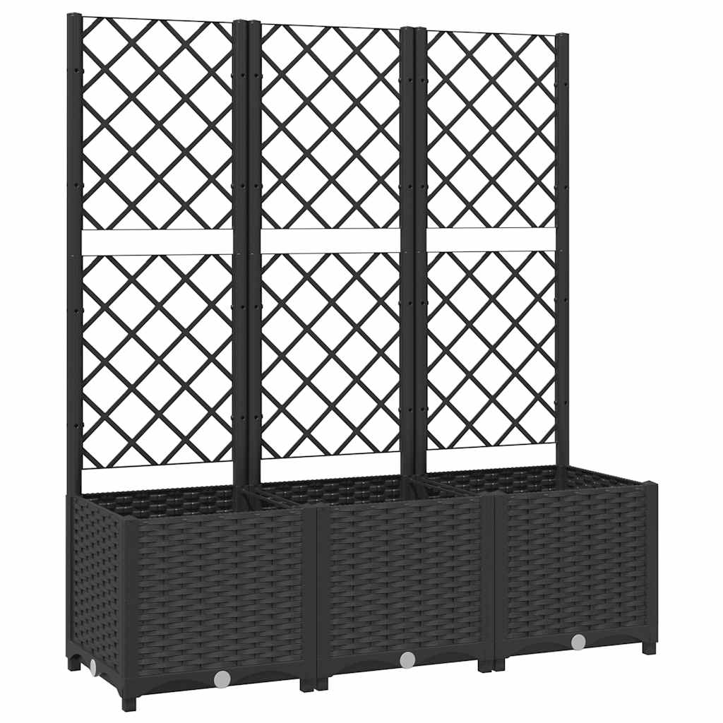 Hagepotte med espalier svart 120x40x136 cm PP