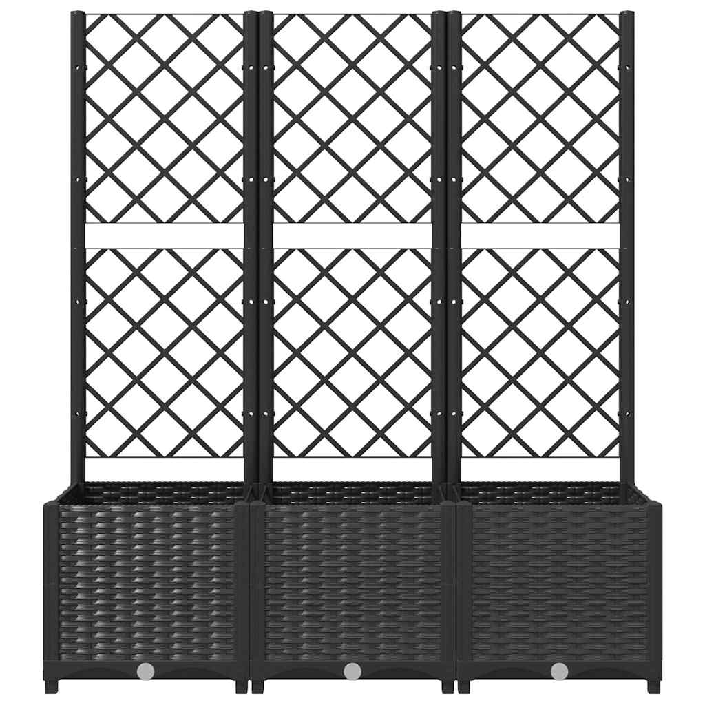 Hagepotte med espalier svart 120x40x136 cm PP