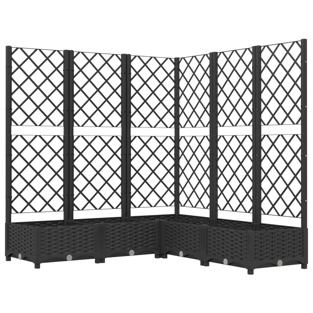 Plantekasse med espalier svart 120x120x121,5 cm PP