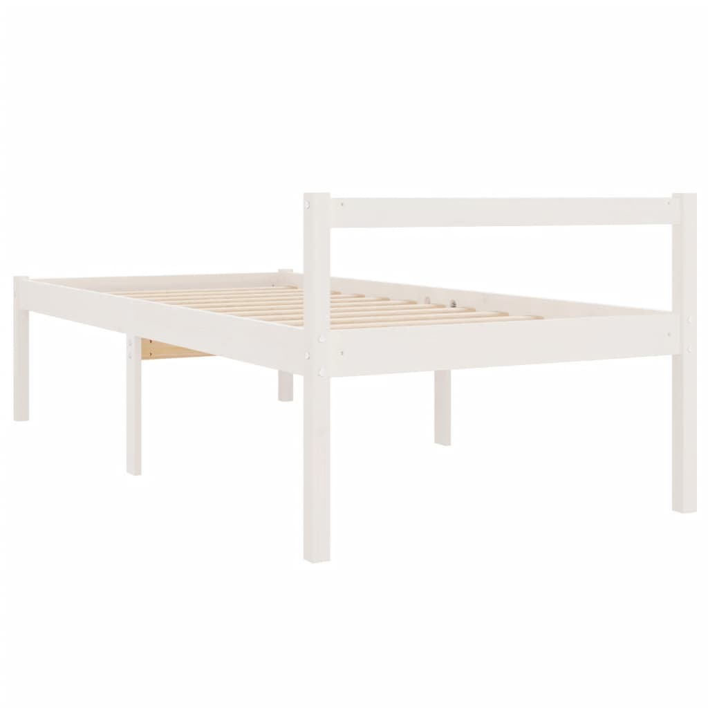 Seniorseng hvit 75x190 cm heltre furu