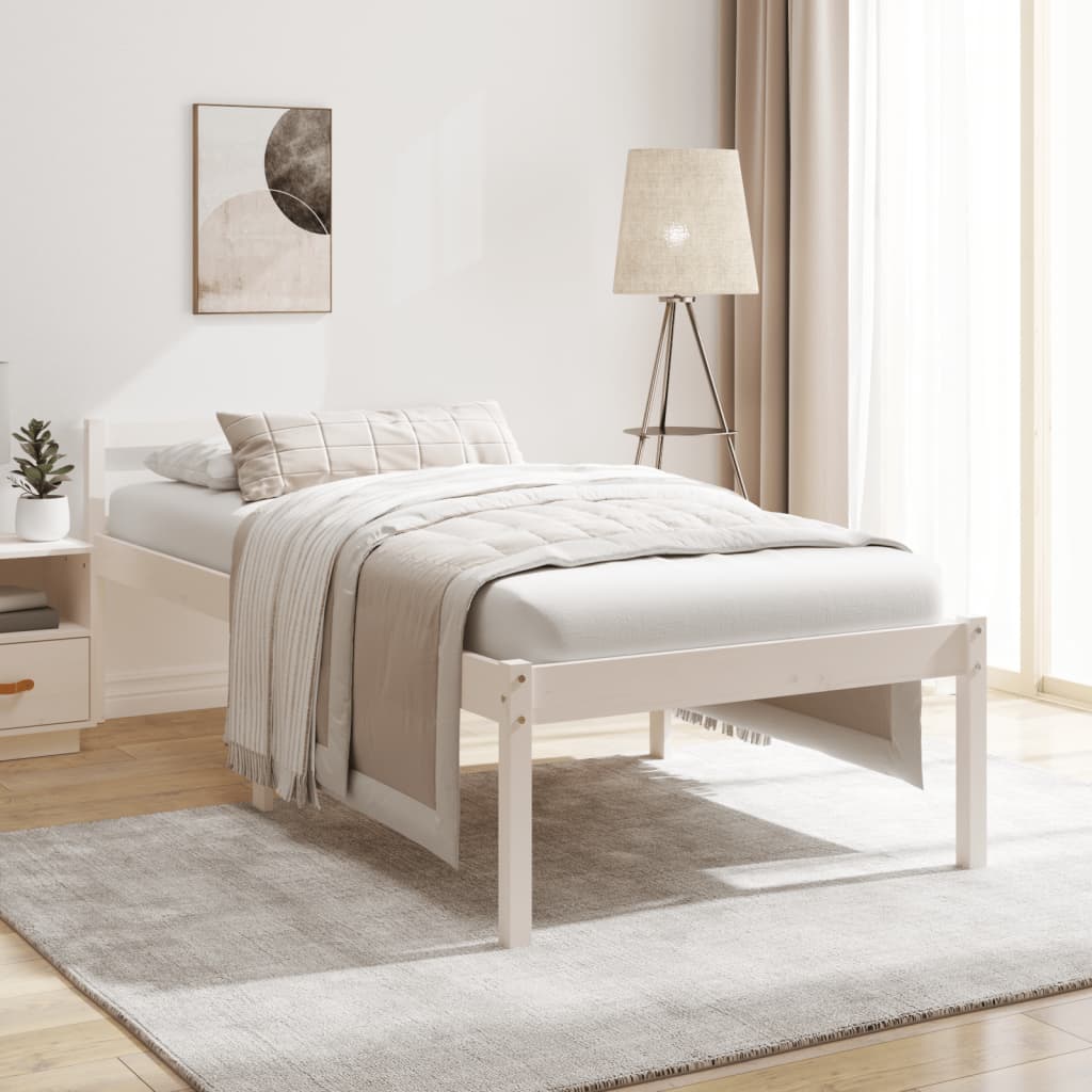 Seniorseng hvit 75x190 cm heltre furu