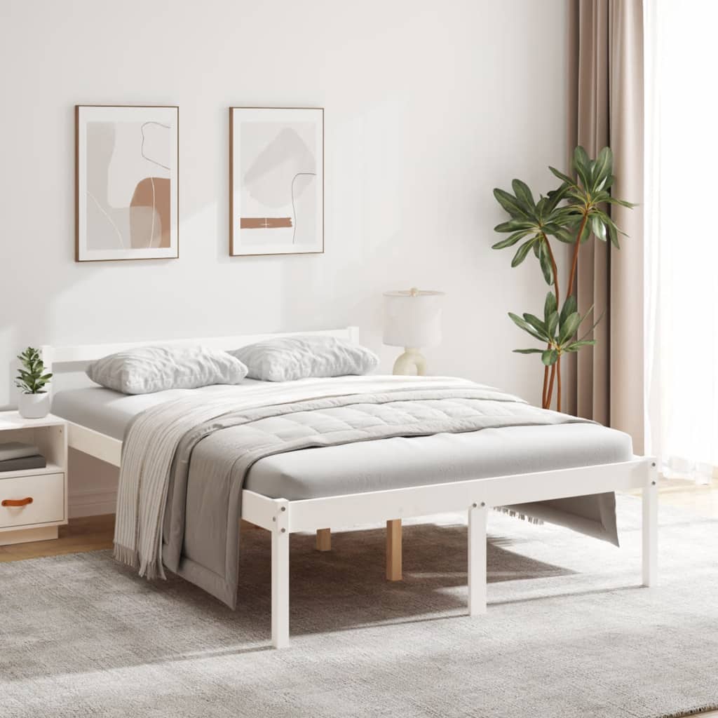 Seniorseng hvit 140x190 cm heltre furu