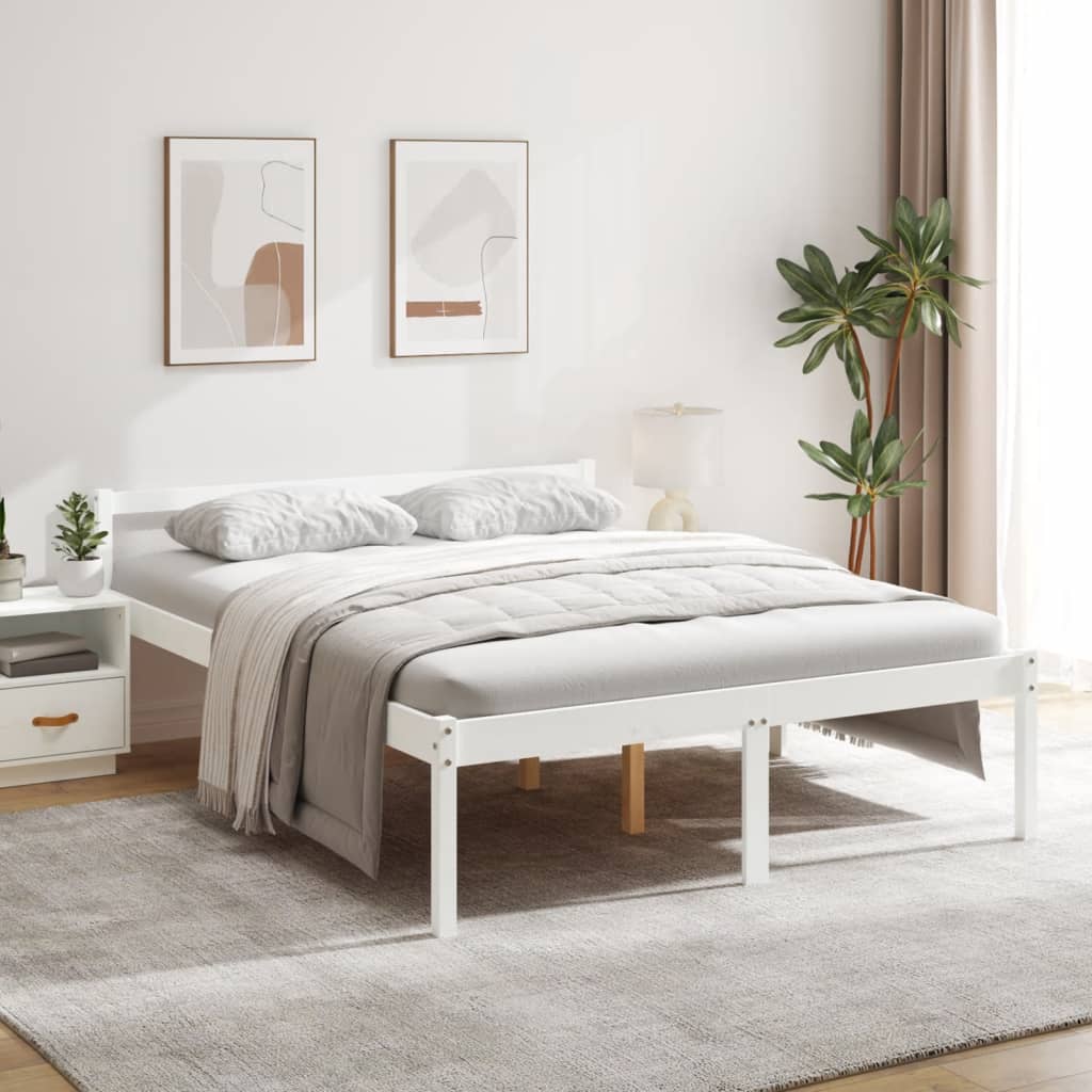 Seniorseng hvit 160x200 cm heltre furu