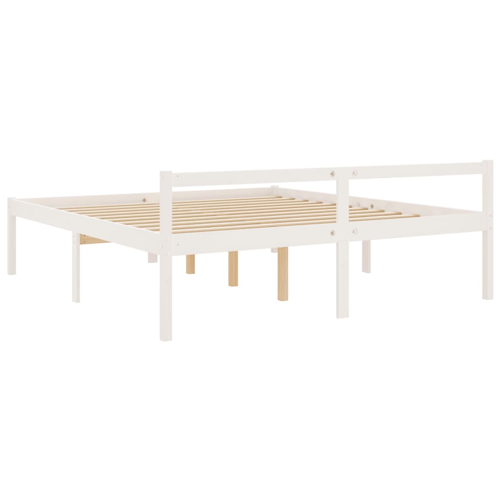 Seniorseng hvit 180x200 cm heltre furu