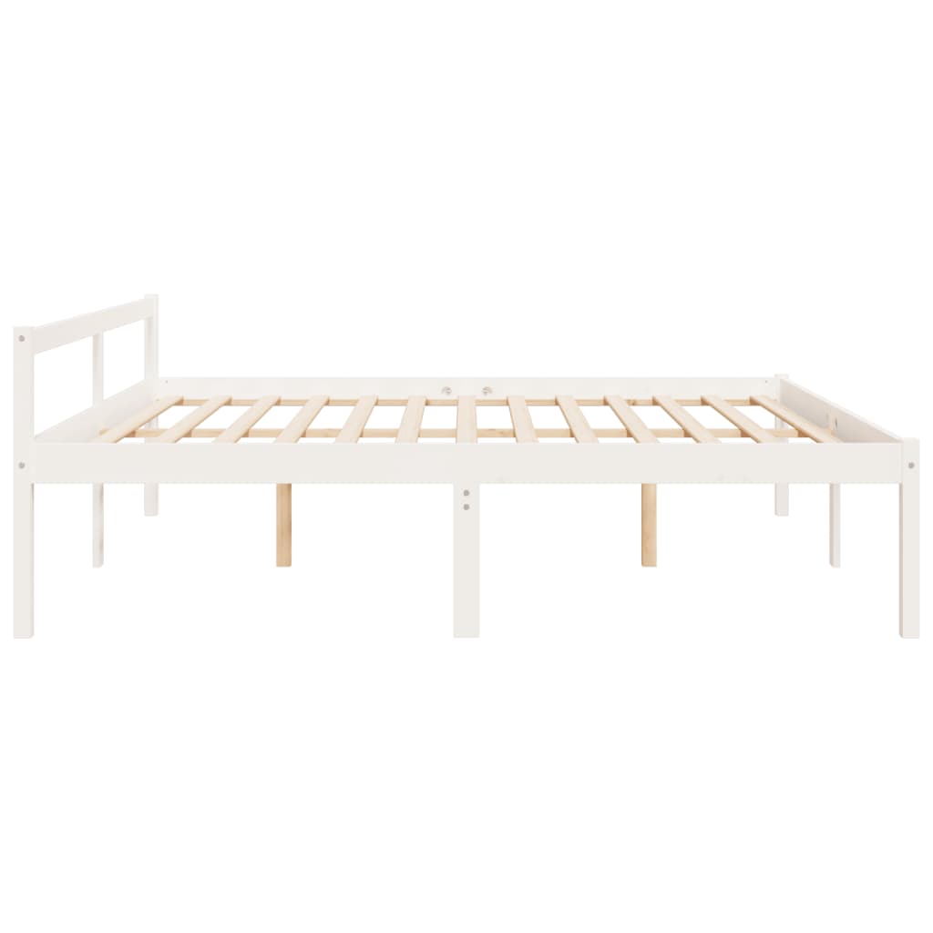 Seniorseng hvit 200x200 cm heltre furu
