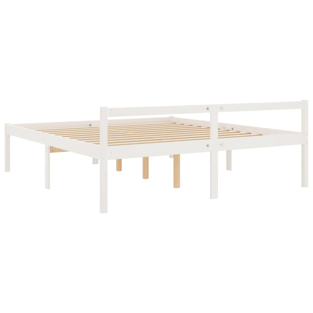 Seniorseng hvit 200x200 cm heltre furu