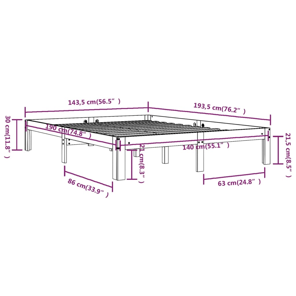 Sengeramme heltre furu 140x190 cm