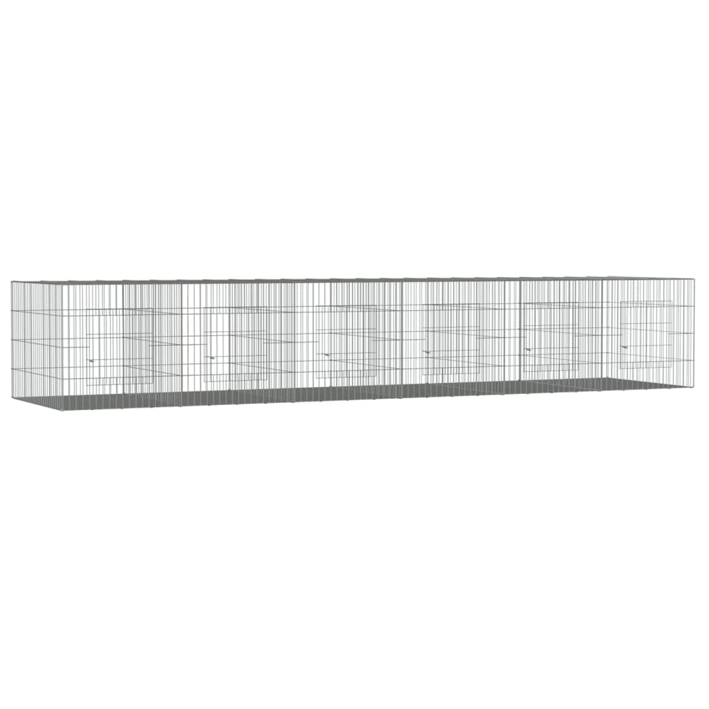 Kaninbur med 6 paneler 327x79x54 cm galvanisert jern