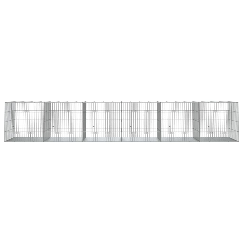 Kaninbur med 6 paneler 327x79x54 cm galvanisert jern
