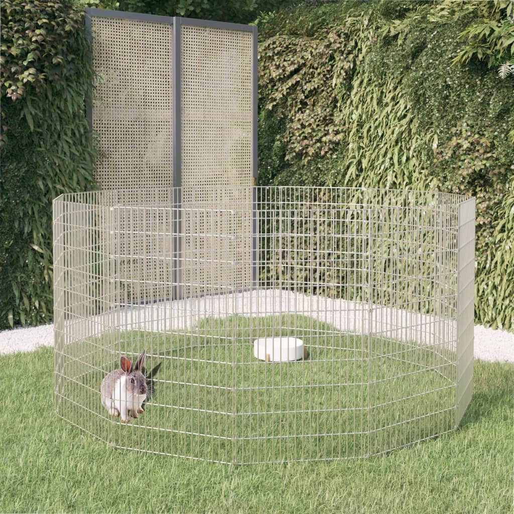 Dyreinnhegning for frittgående dyr med 12 paneler, 54 x 100 cm, galvanisert jern