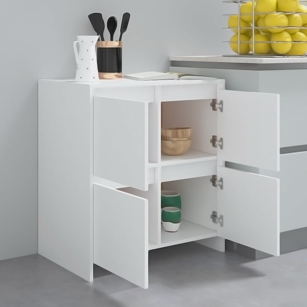 Skjenker 2 stk hvit 70x41x75 cm konstruert tre