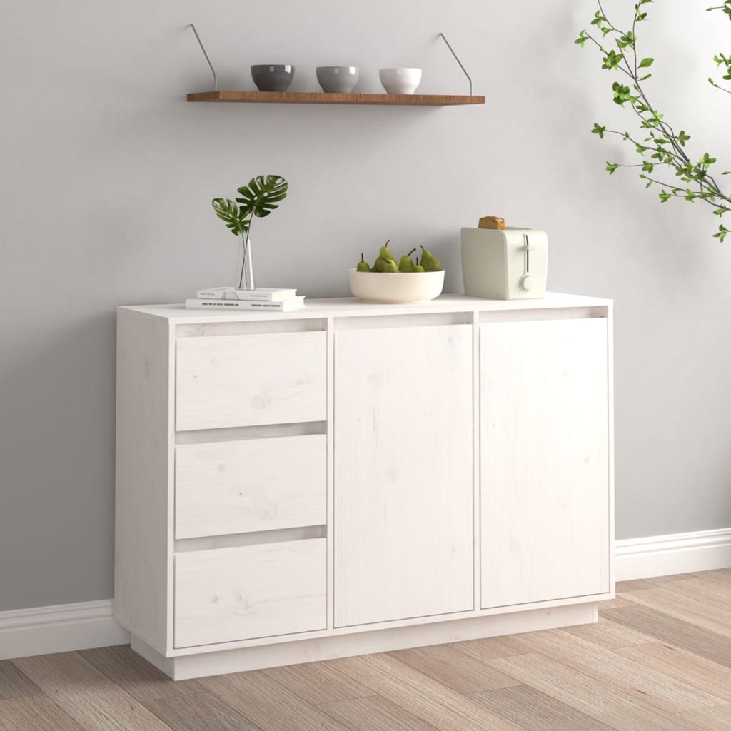 Skjenk hvit 111x34x75 cm heltre furu