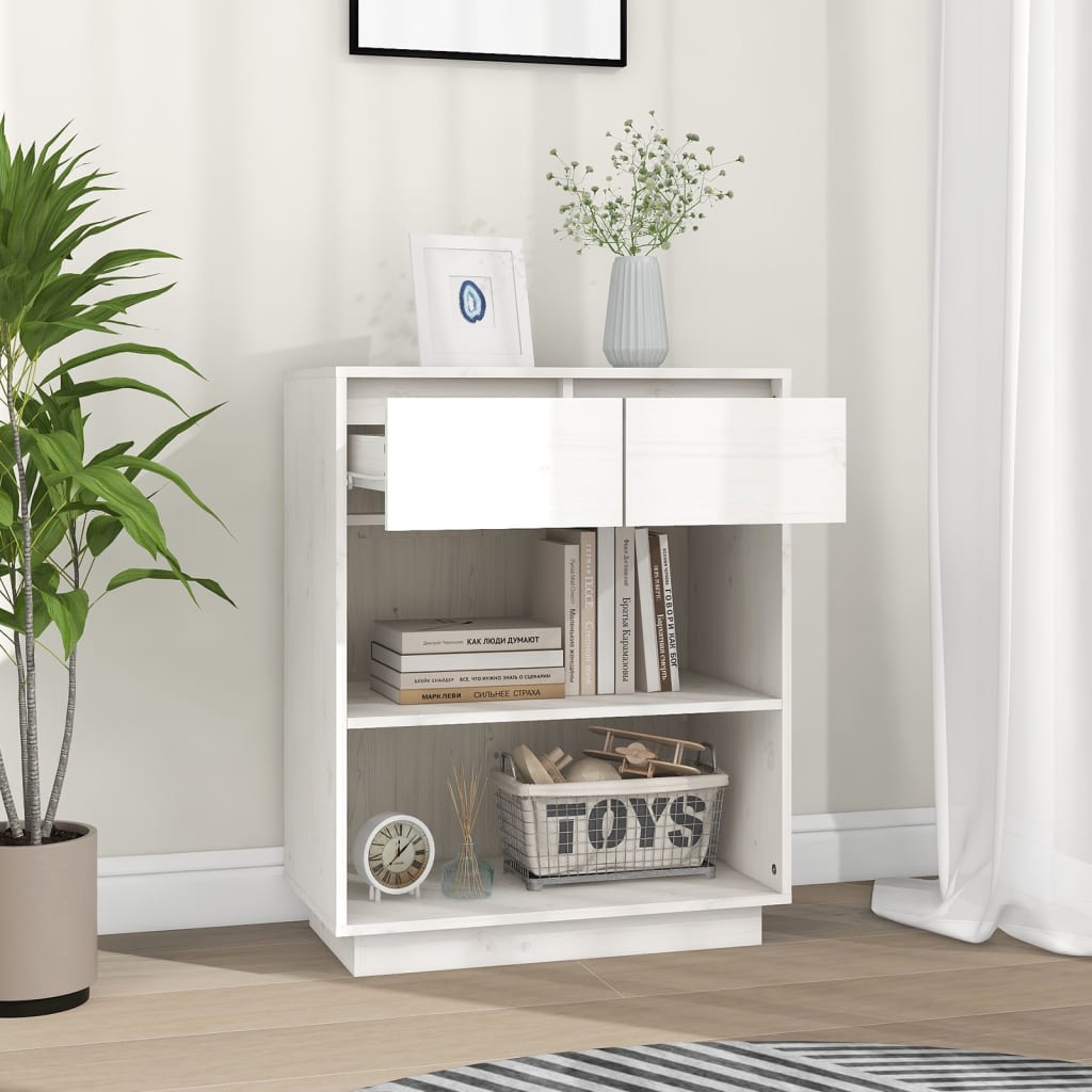 Konsollskap hvit 60x34x75 cm heltre furu