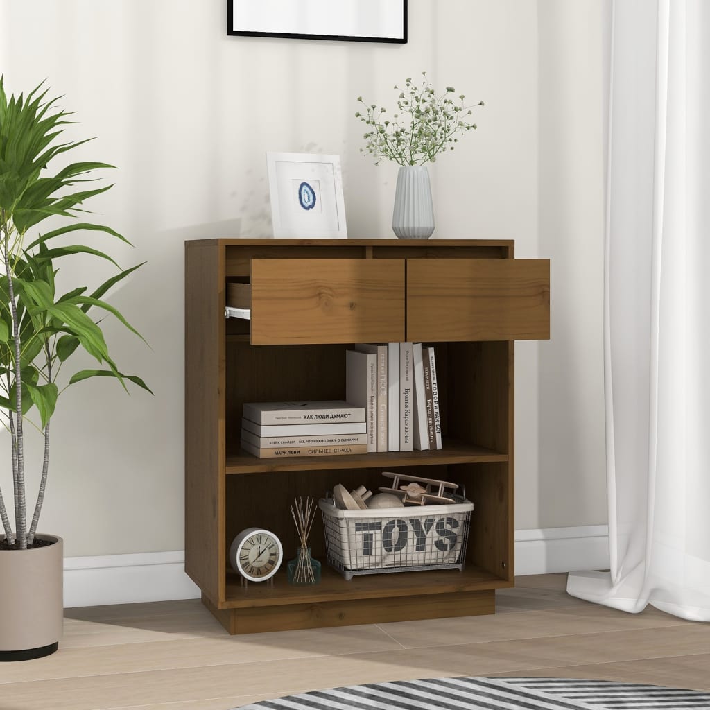 Konsollskap honningbrun 60x34x75 cm heltre furu