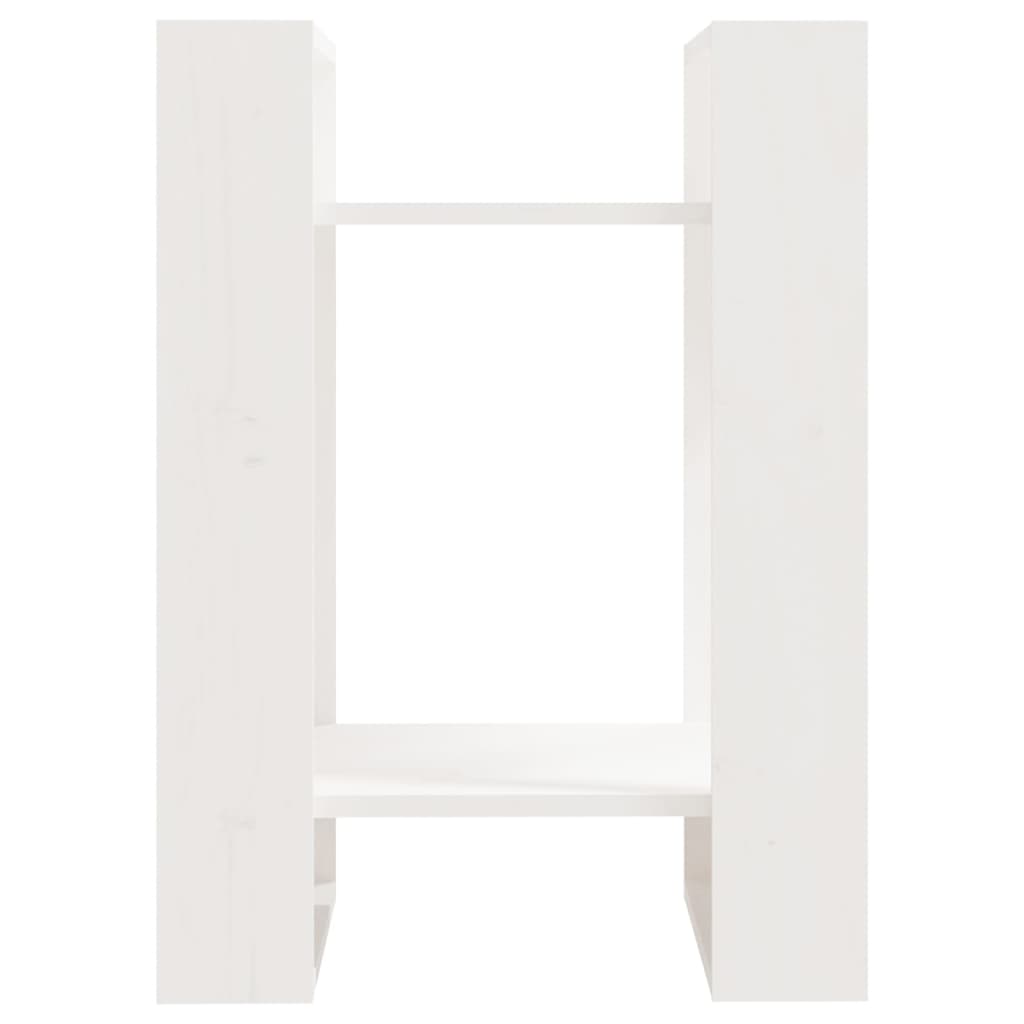 Bokhylle/romdeler hvit 41x35x57 cm heltre furu
