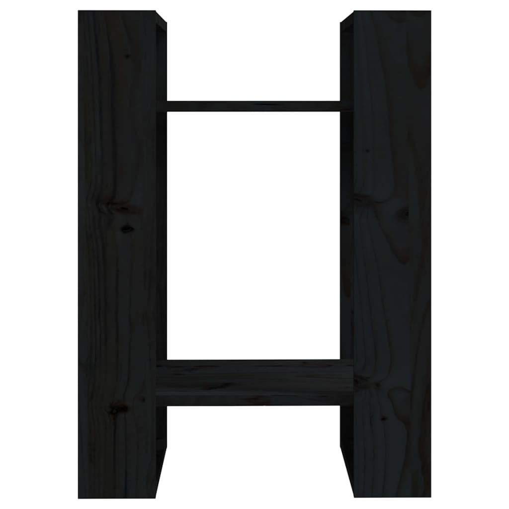 Bokhylle/romdeler svart 41x35x57 cm heltre furu