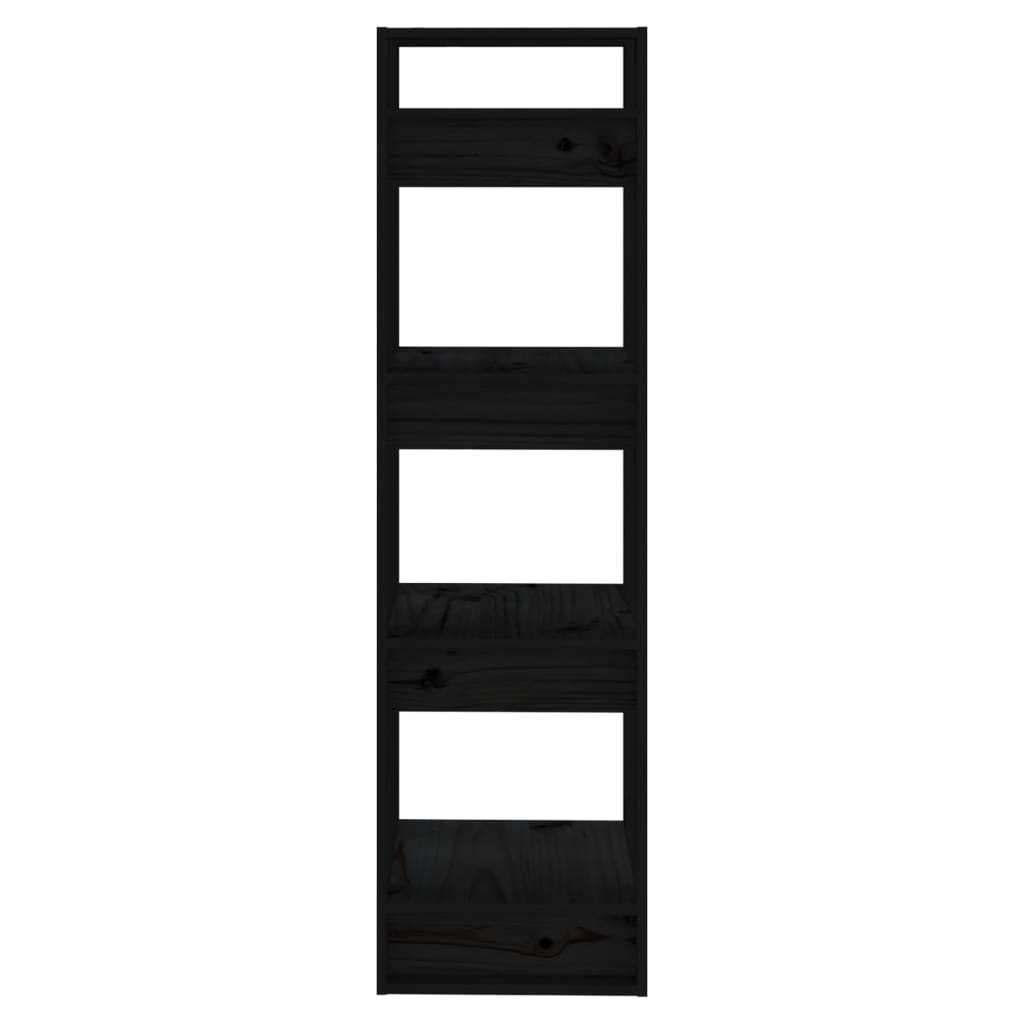 Bokhylle/romdeler svart 41x35x125 cm heltre furu