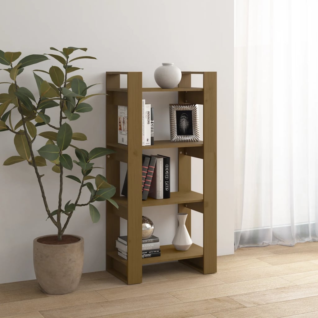 Bokhylle/romdeler honningbrun 60x35x125 cm heltre