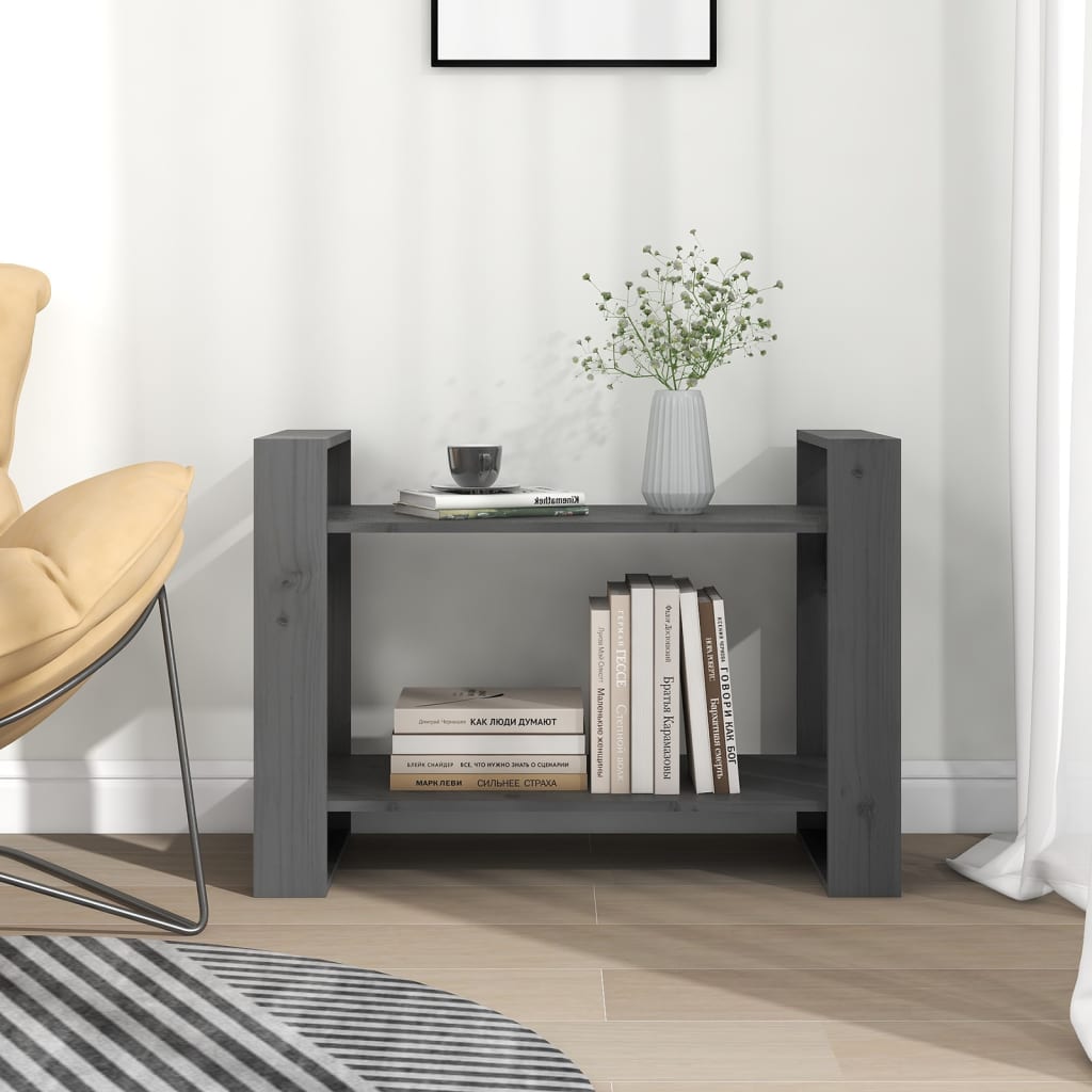 Bokhylle/romdeler grå 80x35x56,5 cm heltre furu