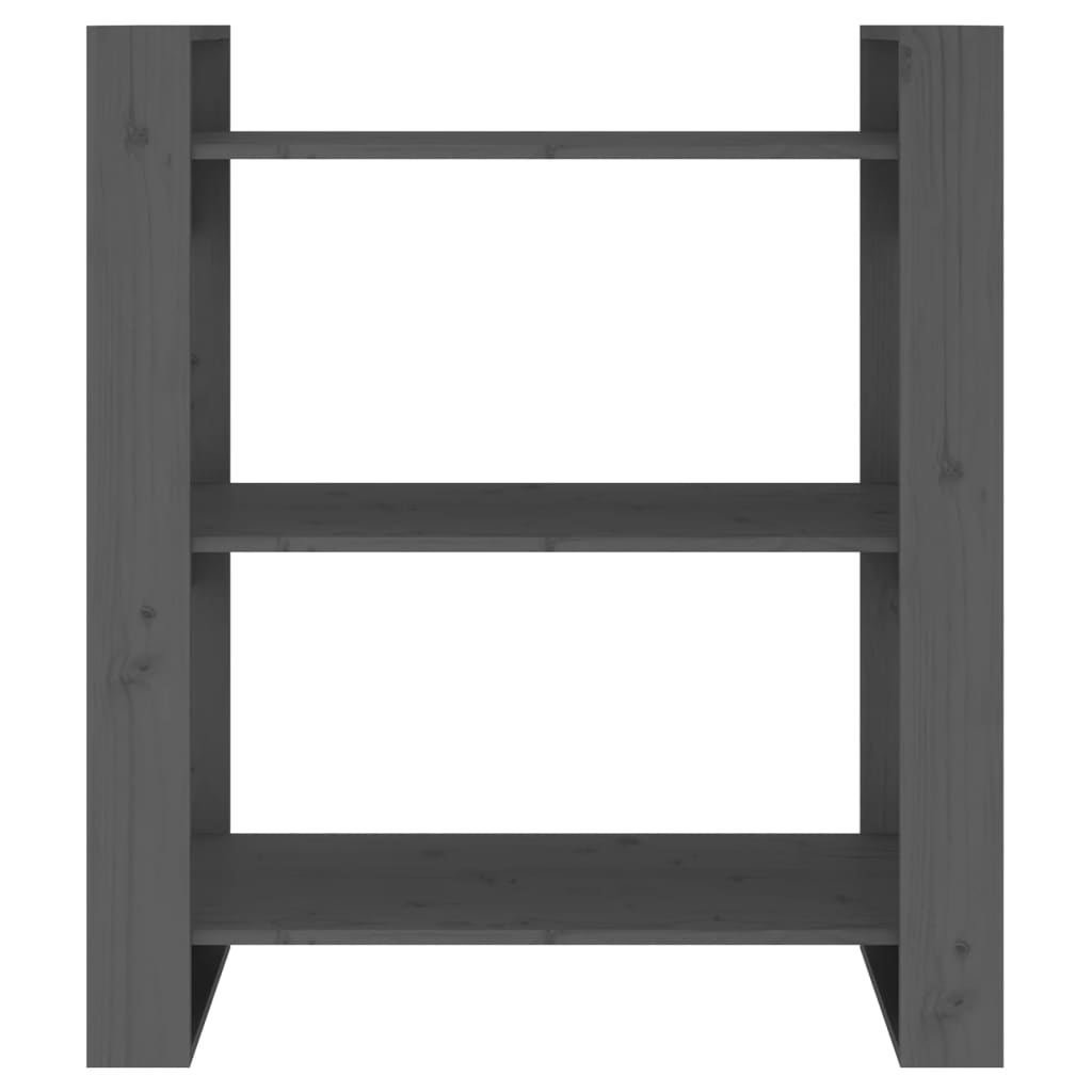 Bokhylle/romdeler grå 80x35x91 cm heltre furu