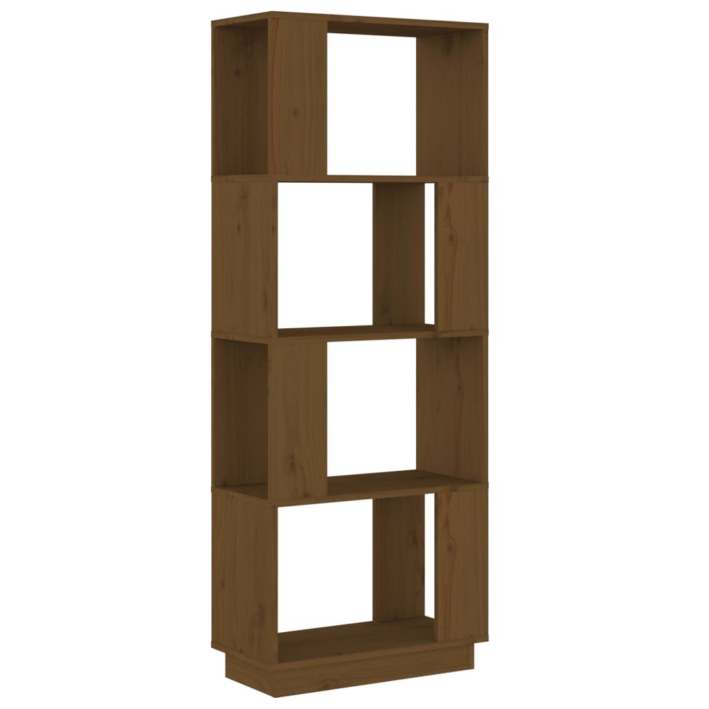 Bokhylle/romdeler honningbrun 51x25x132 cm heltre furu