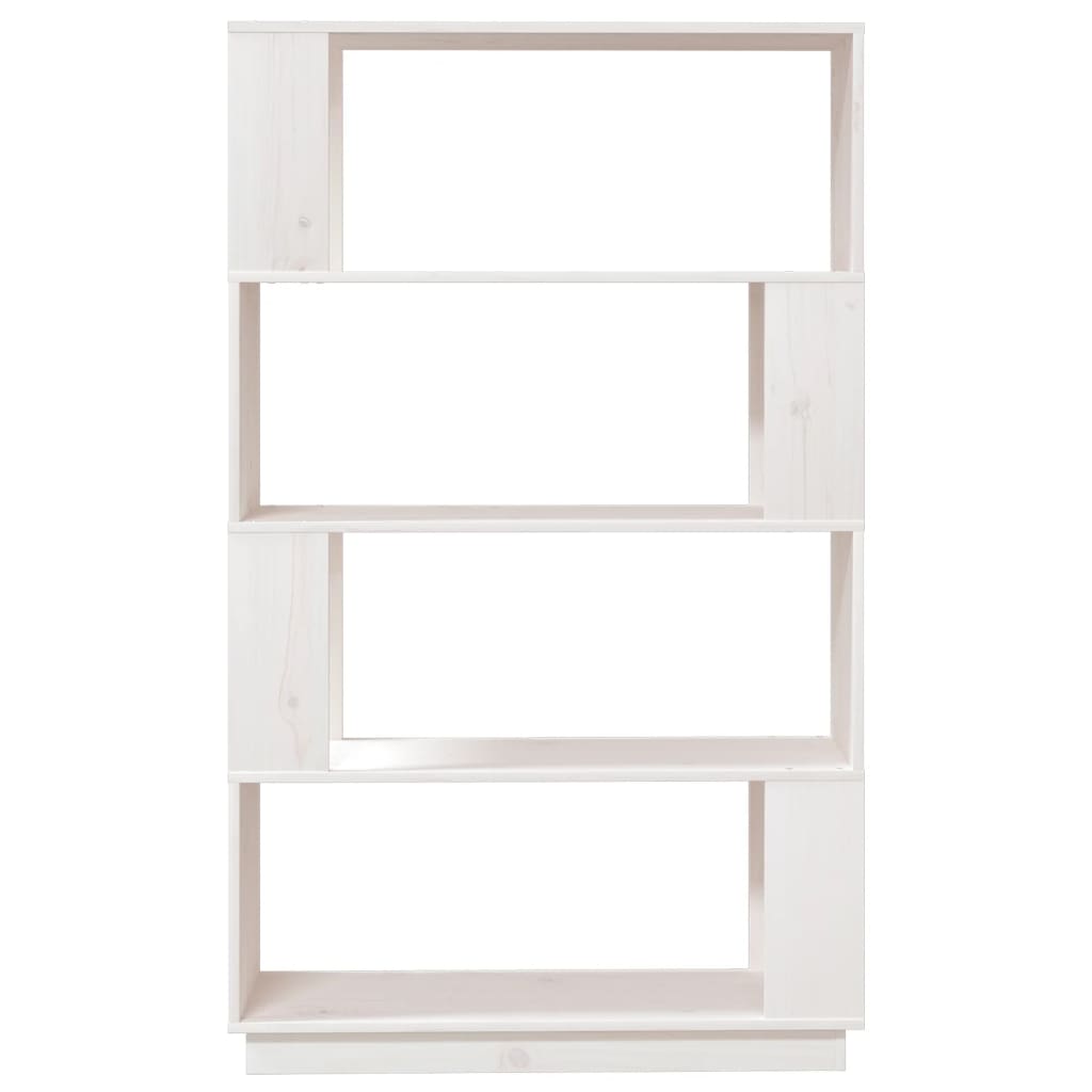 Bokhylle/romdeler hvit 80x25x132 cm heltre furu