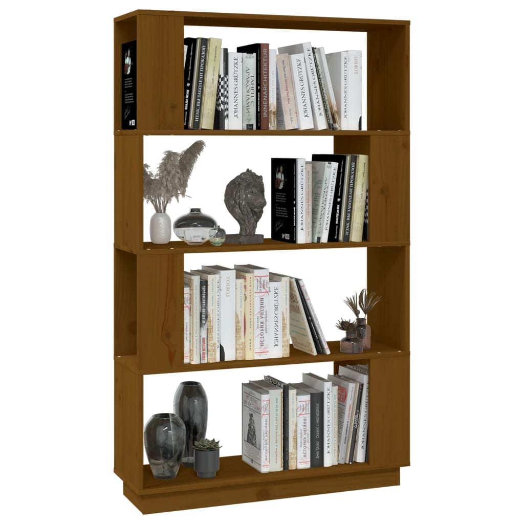 Bokhylle/romdeler honningbrun 80x25x132 cm heltre