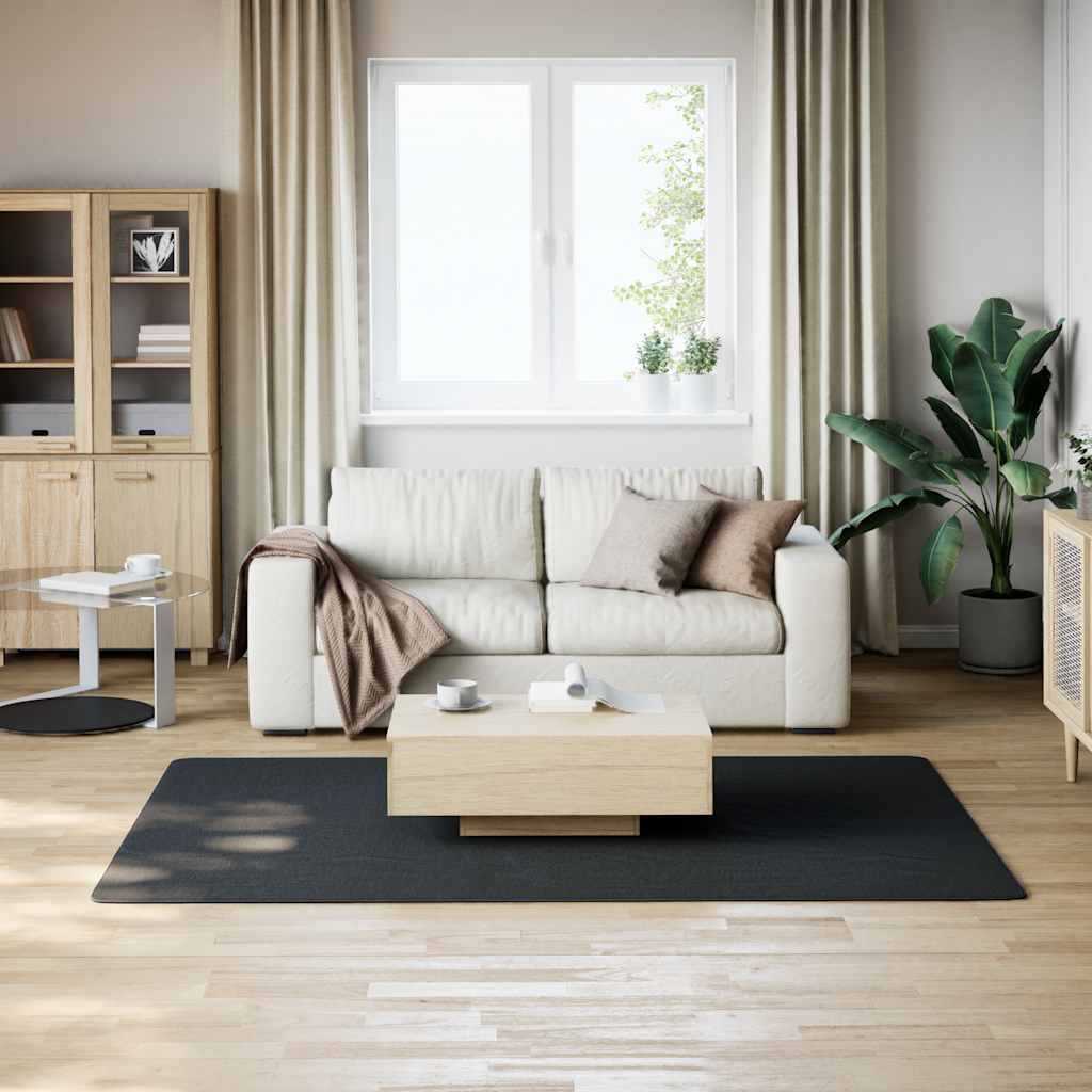 Vaskbart teppe mykt kort lugg 160x230 cm sklisikkert svart