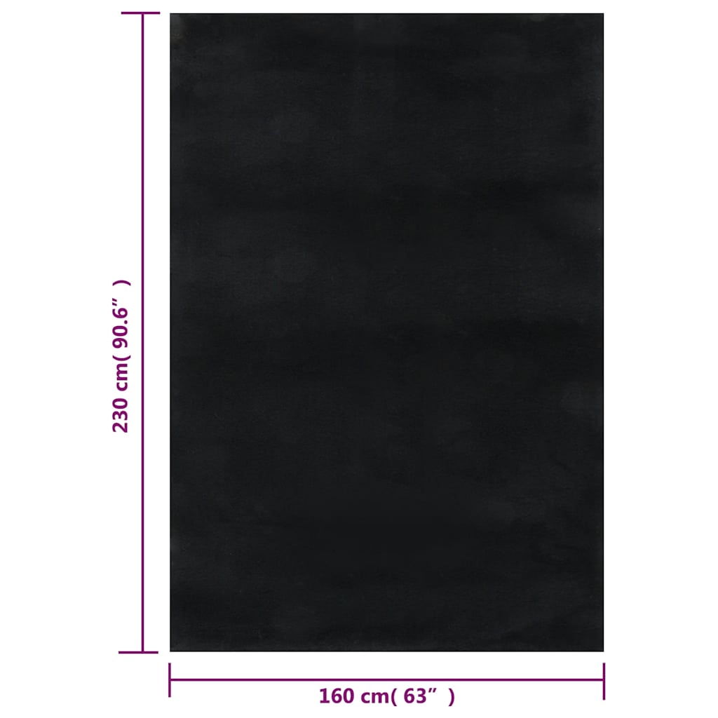 Vaskbart teppe mykt kort lugg 160x230 cm sklisikkert svart