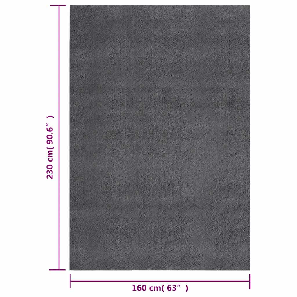 Vaskbart teppe mykt kort lugg 160x230 cm sklisikkert antrasitt