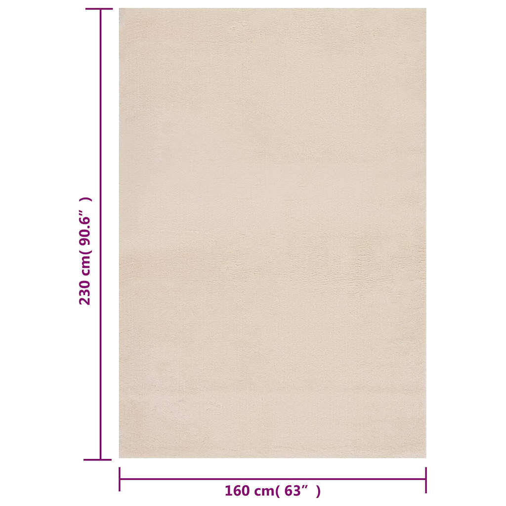 Vaskbart teppe mykt kort lugg 160x230 cm sklisikkert beige