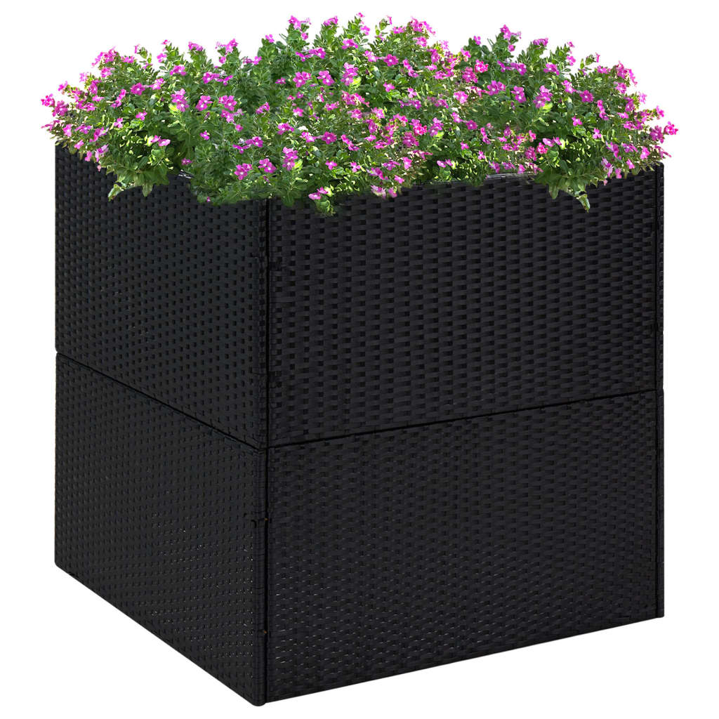 Plantekasse svart 80x80x80 cm polyrotting