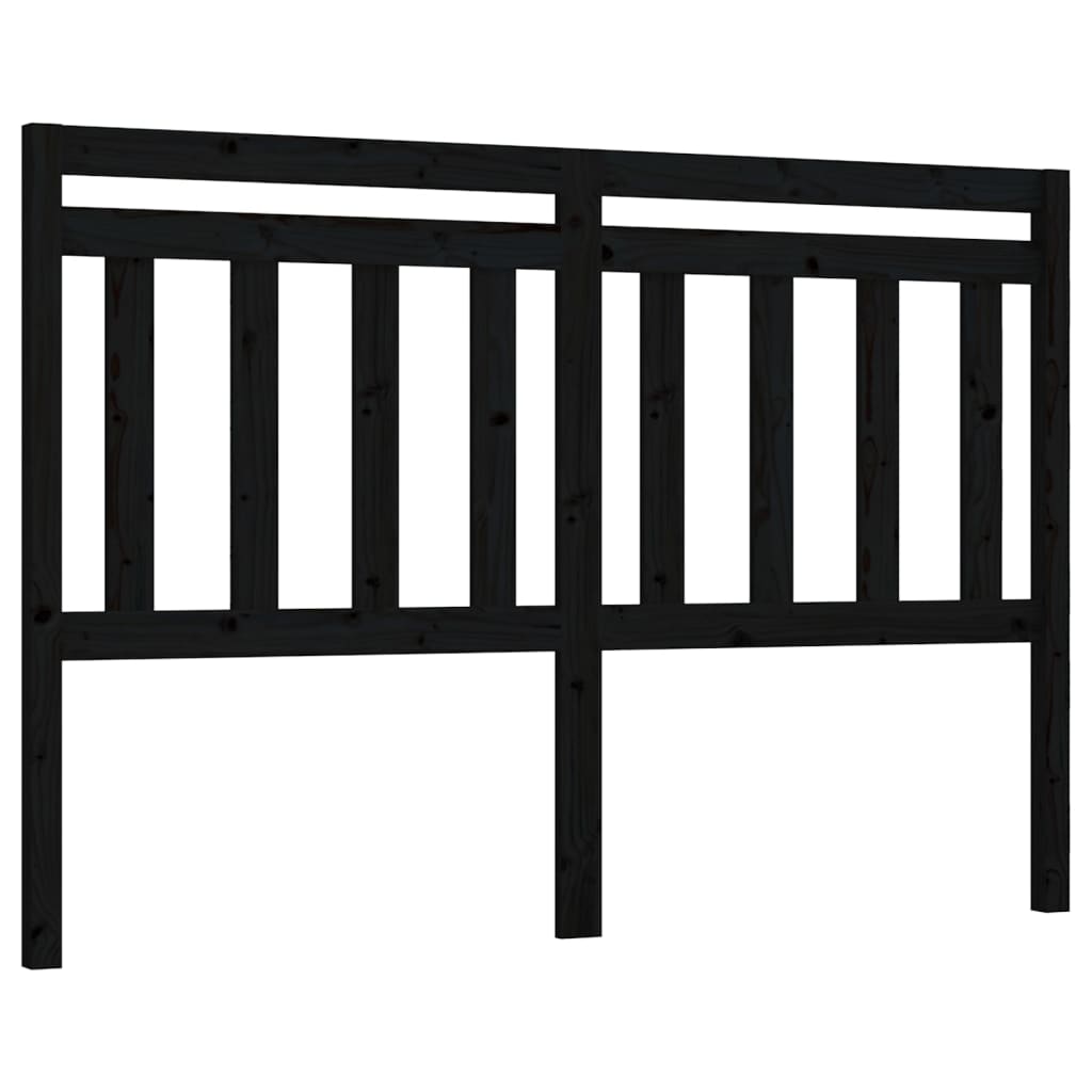 Sengegavl svart 126x4x100 cm heltre furu