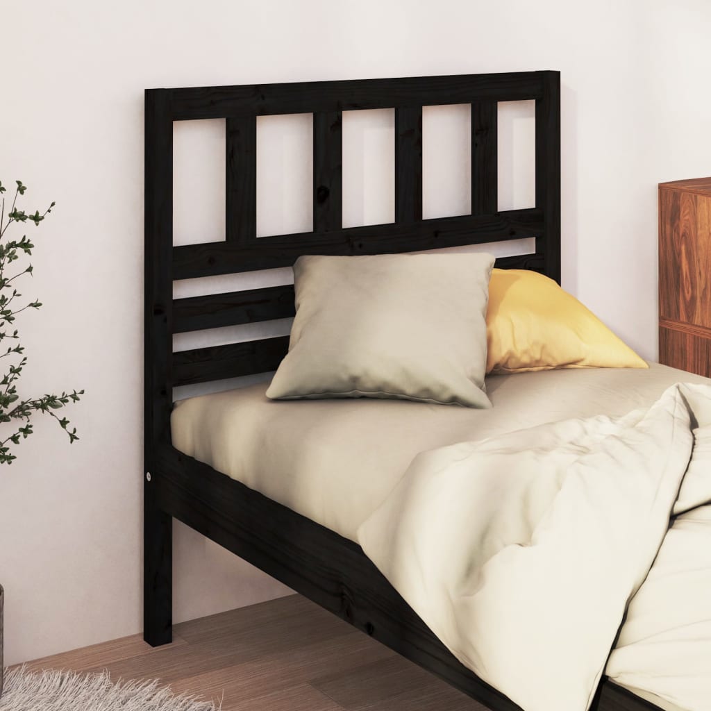 Sengegavl svart 96x4x100 cm heltre furu