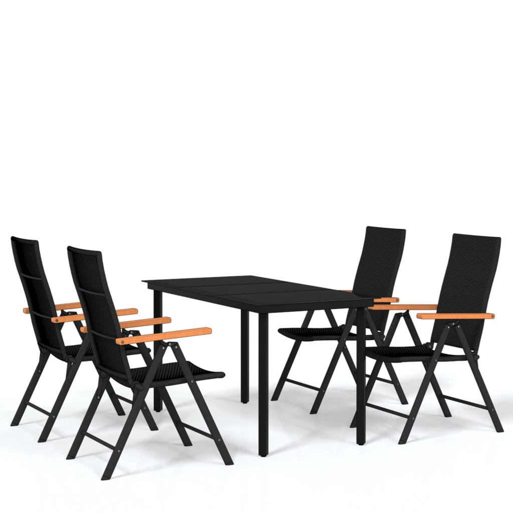Utendørs spisestue 5 deler svart
