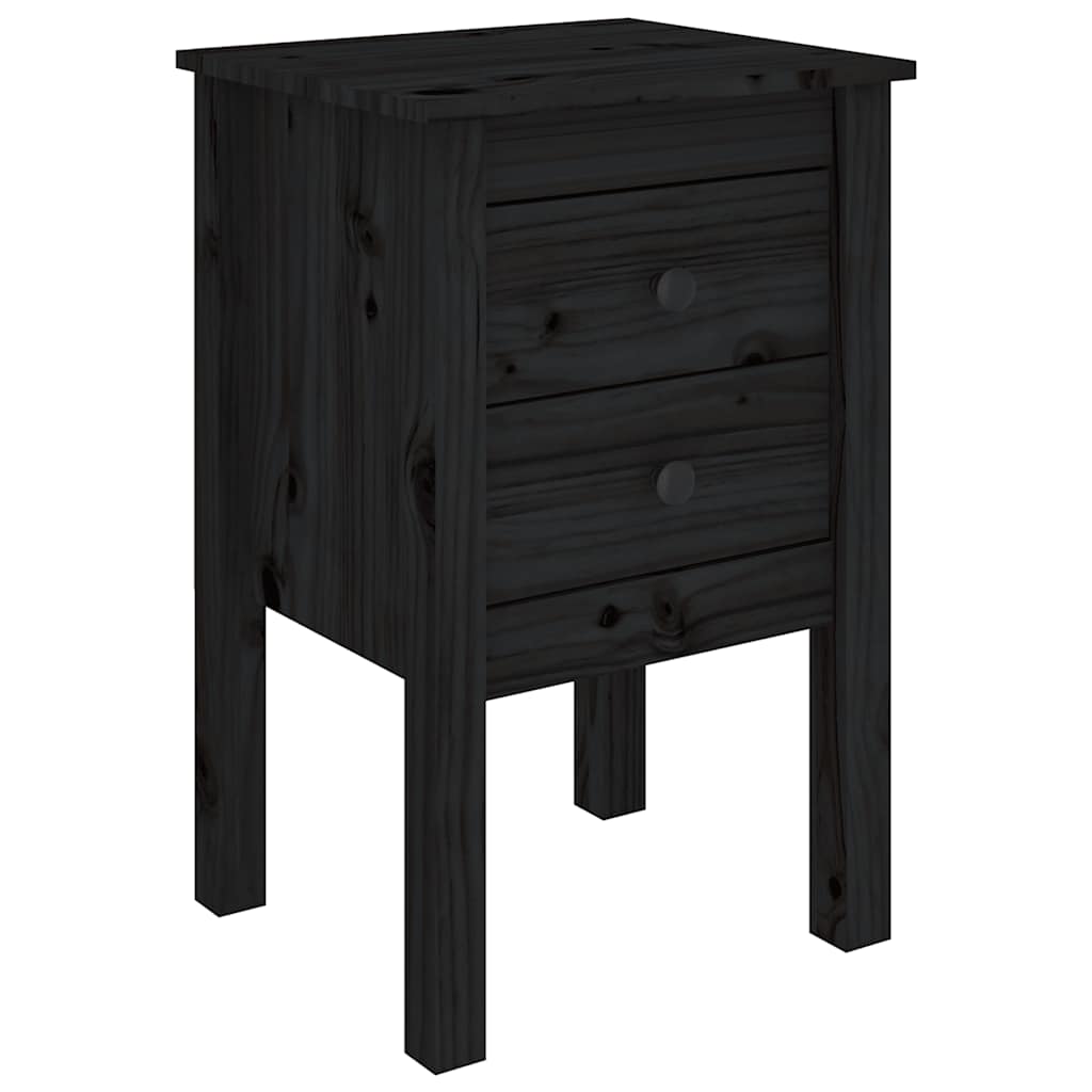 Nattbord 2 stk svart 40x35x61,5 cm heltre furu